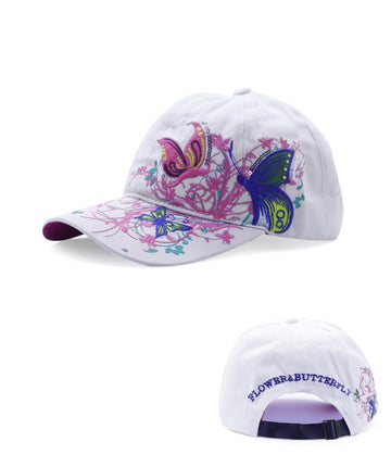 Butterflies Flower Embroidery Cap Girl